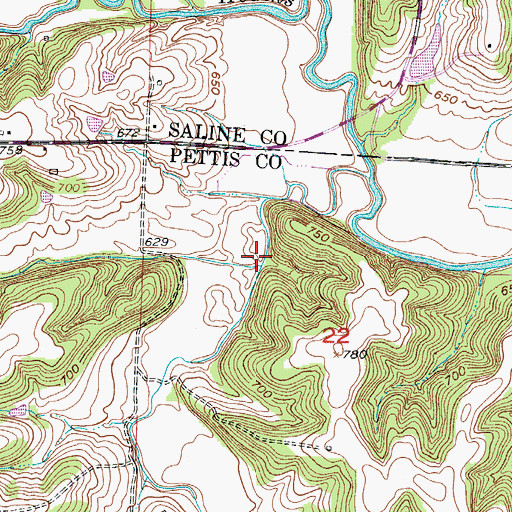 Topographic Map of Painter Branch, MO