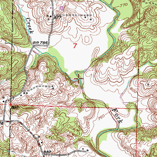 Topographic Map of Painter Creek, MO