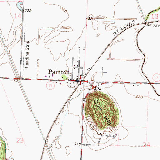 Topographic Map of Painton, MO