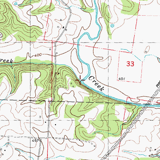 Topographic Map of Panther Creek, MO