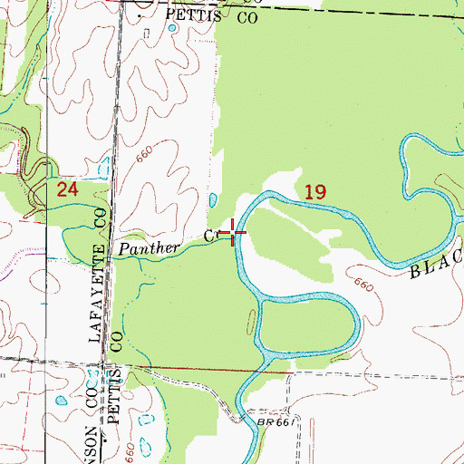Topographic Map of Panther Creek, MO