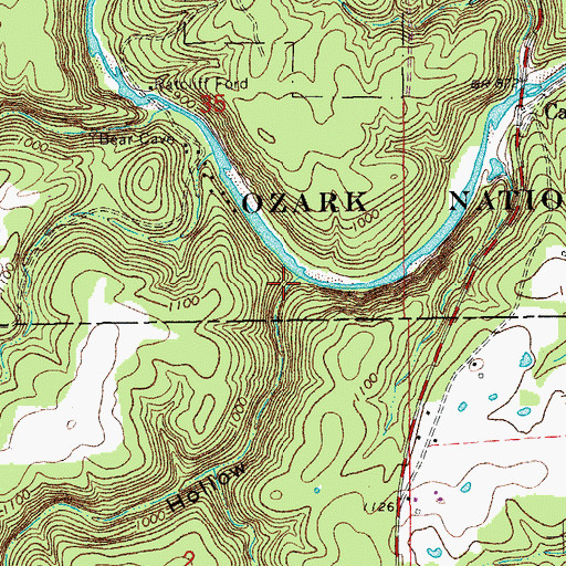 Topographic Map of Panther Hollow, MO