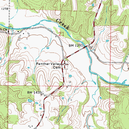 Topographic Map of Panther Valley Cemetery, MO