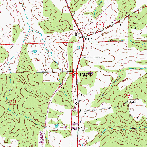 Topographic Map of Papin, MO