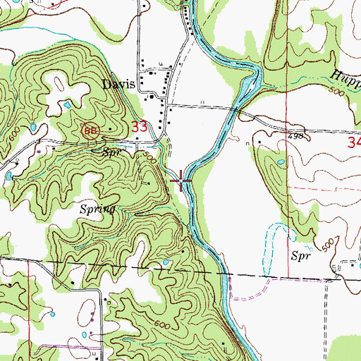 Topographic Map of Paris Branch, MO