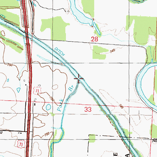 Topographic Map of Park Branch, MO