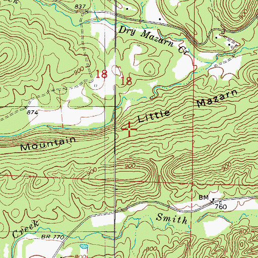 Topographic Map of Little Mazarn Mountain, AR
