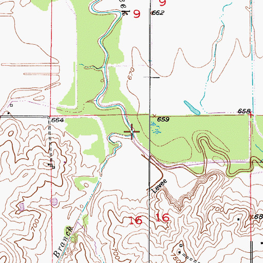 Topographic Map of Parker Branch, MO