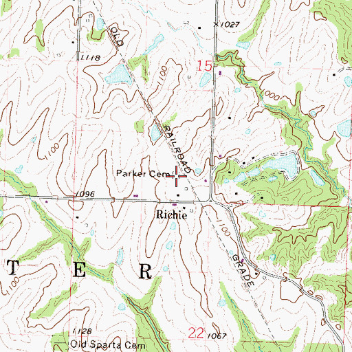 Topographic Map of Parker Cemetery, MO