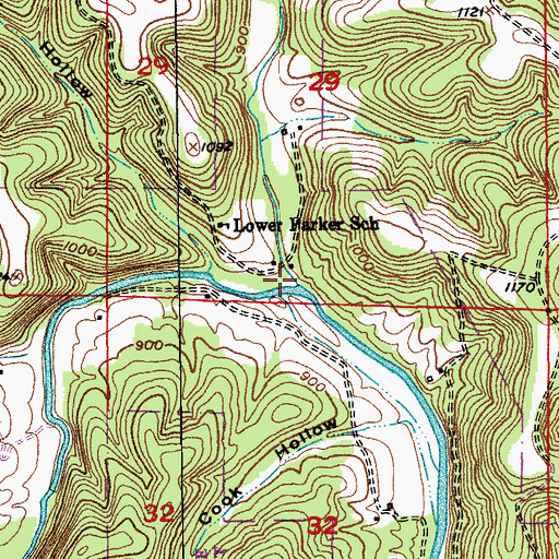 Topographic Map of Parker Hollow, MO