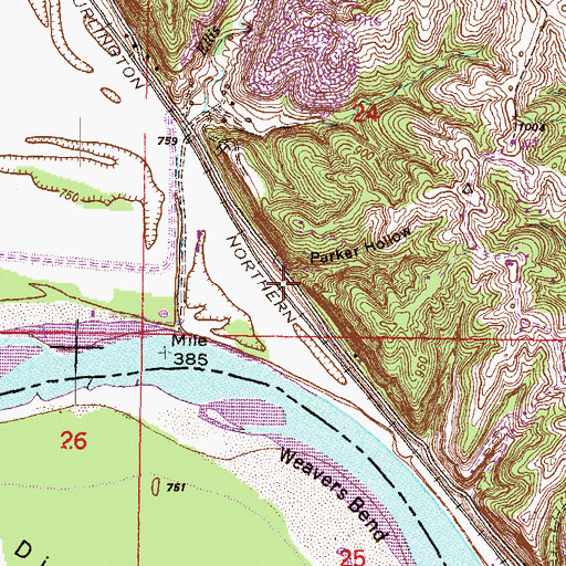 Topographic Map of Parker Hollow, MO