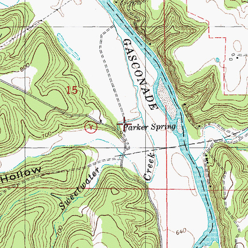 Topographic Map of Parker Spring, MO