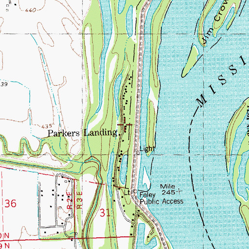 Topographic Map of Parkers Landing, MO