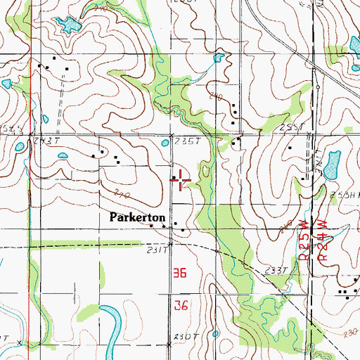 Topographic Map of Parkerton School, MO