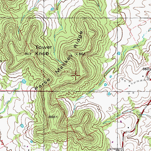 Topographic Map of Parse Mackey Ridge, MO
