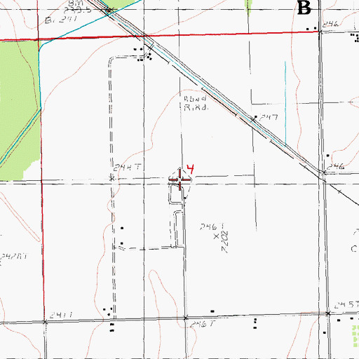 Topographic Map of Parsell Cemetery, MO