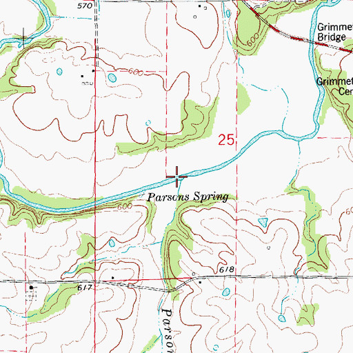 Topographic Map of Parsons Branch, MO