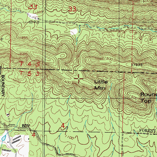 Topographic Map of Little Mountain, AR