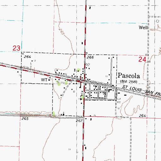 Topographic Map of Pascola, MO