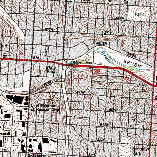 Topographic Map of Paseo Academy of Fine and Performing Arts, MO