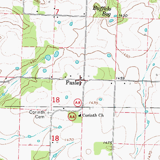 Topographic Map of Pasley, MO