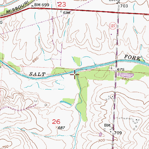 Topographic Map of Pass Branch, MO
