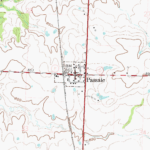 Topographic Map of Passaic, MO