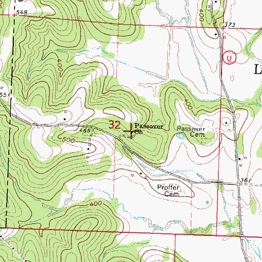 Topographic Map of Passover Church, MO