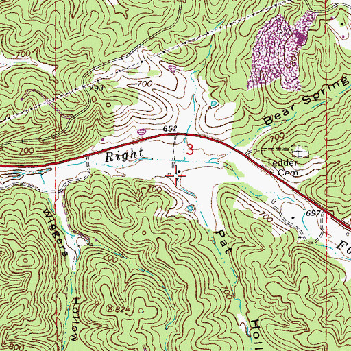 Topographic Map of Pat Hollow, MO