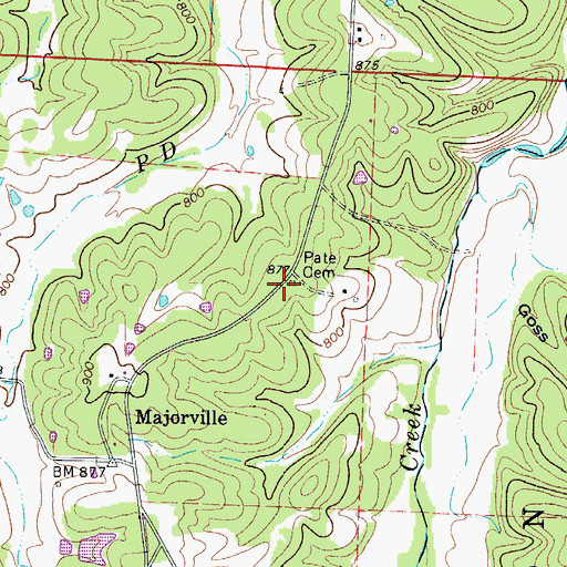 Topographic Map of Pate Cemetery, MO