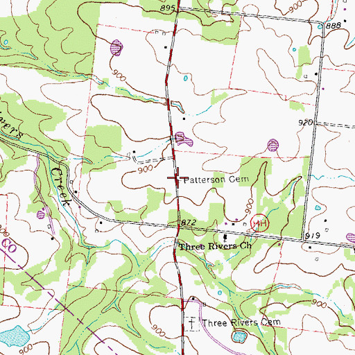 Topographic Map of Patterson Cemetery, MO