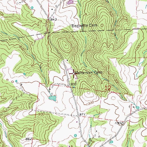 Topographic Map of Patterson Cemetery, MO