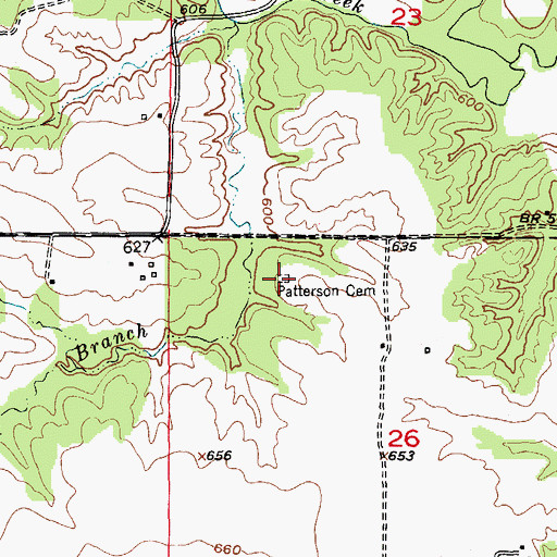 Topographic Map of Patterson Cemetery, MO