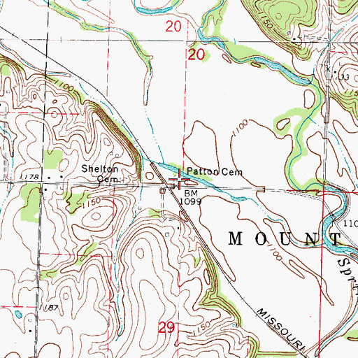 Topographic Map of Patton Cemetery, MO
