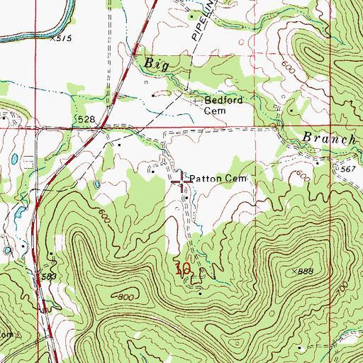 Topographic Map of Patton Cemetery, MO
