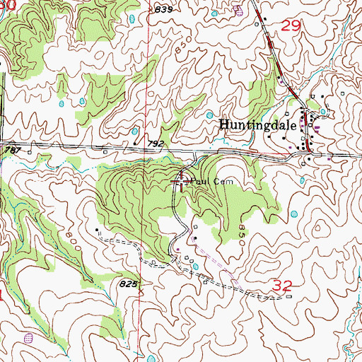 Topographic Map of Paul Cemetery, MO