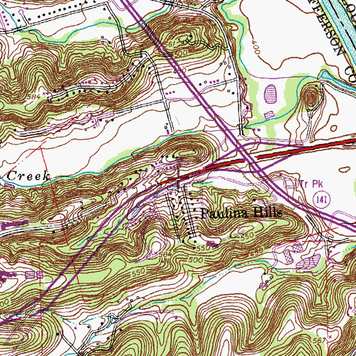 Topographic Map of Paulina Hills, MO