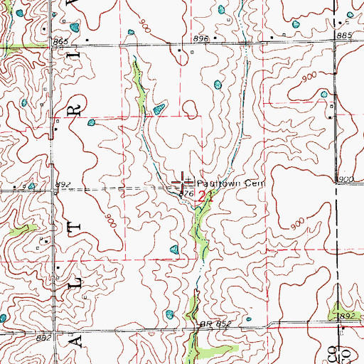 Topographic Map of Paultown Cemetery, MO