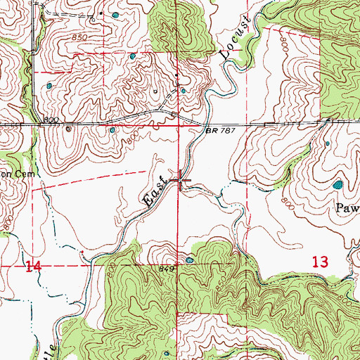 Topographic Map of Paw Paw Creek, MO