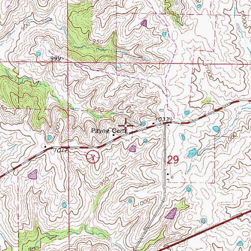 Topographic Map of Payne Cemetery, MO