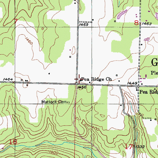 Topographic Map of Pea Ridge Church, MO