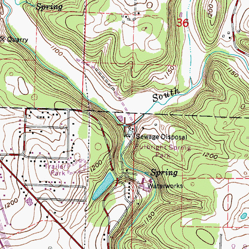 Topographic Map of Pea Ridge Creek, MO