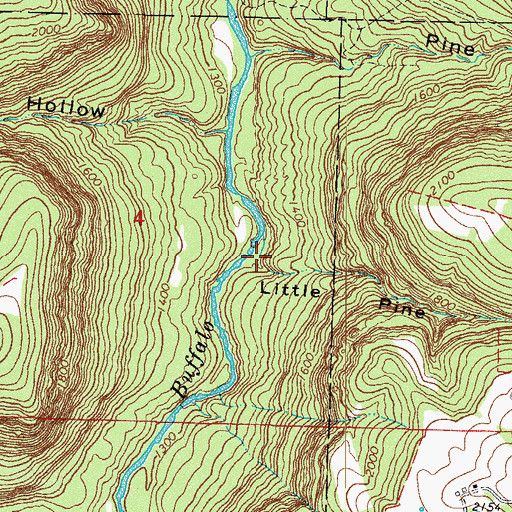 Topographic Map of Little Pine Hollow, AR
