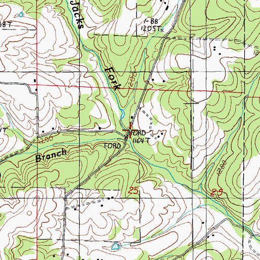 Topographic Map of Peabody Branch, MO