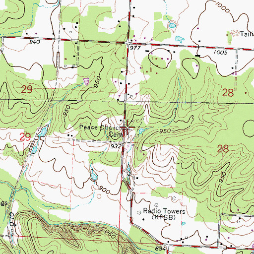 Topographic Map of Peace Church Cemetery, MO