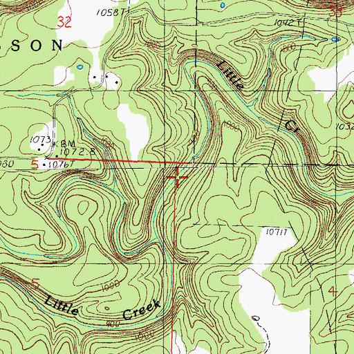 Topographic Map of Peace Valley, MO