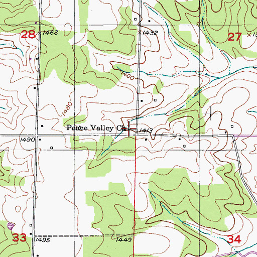 Topographic Map of Peace Valley Church, MO