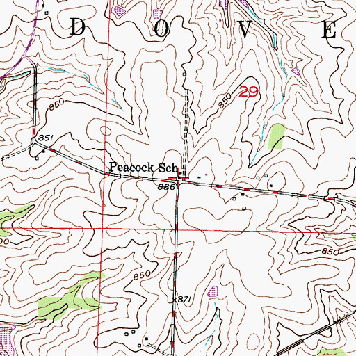 Topographic Map of Peacock School (historical), MO