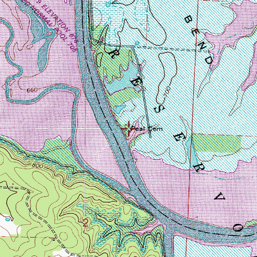 Topographic Map of Peal Cemetery (historical), MO