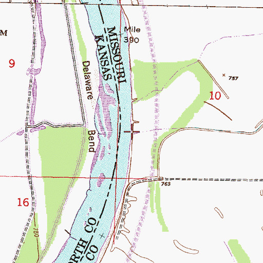 Topographic Map of Pearl Branch, MO